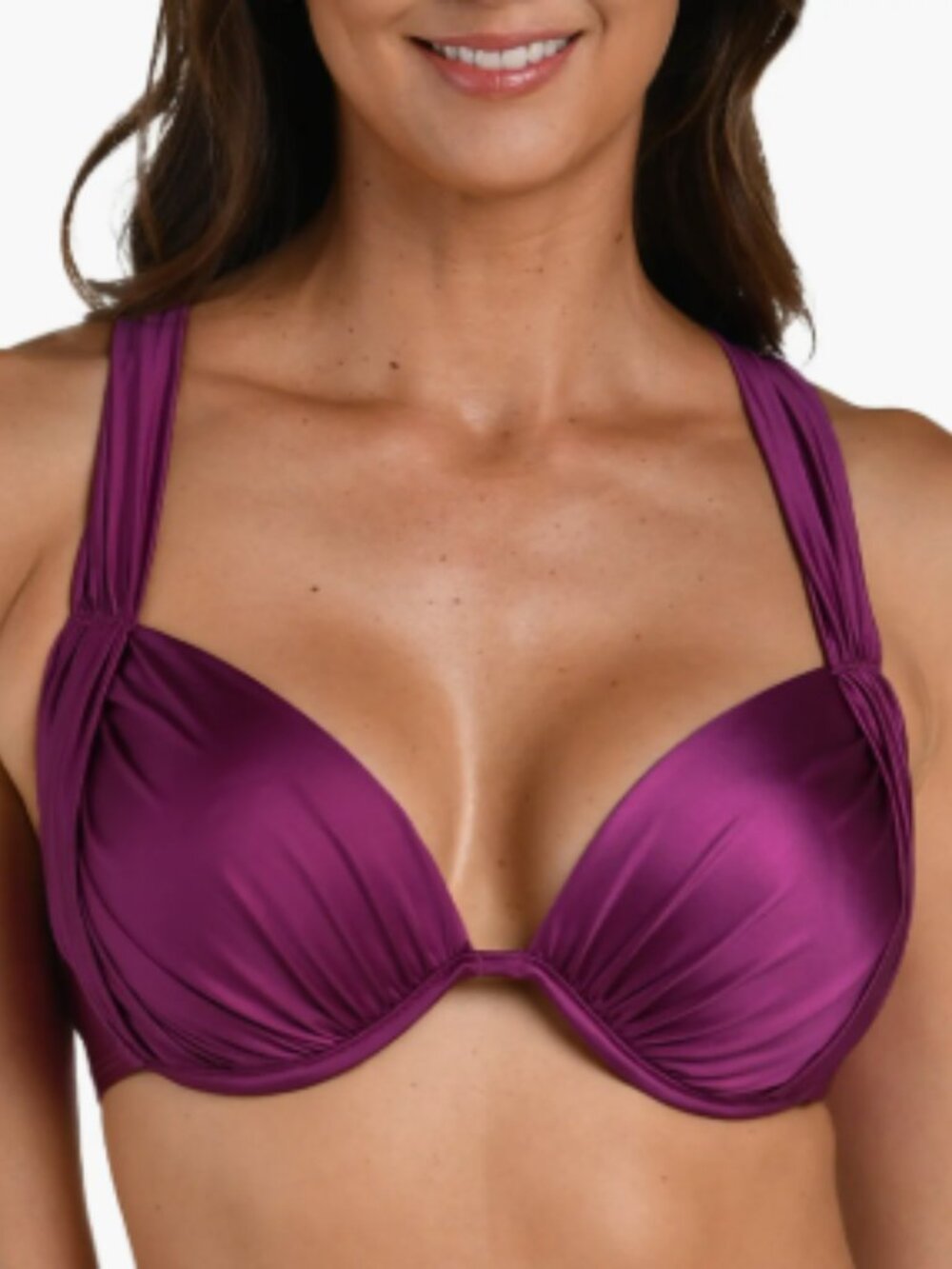 La Blanca Earth Halter Underwire Bikini Top, Size 16, Berry, NwT